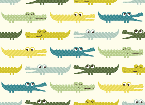 seamless crocodile cartoon pattern