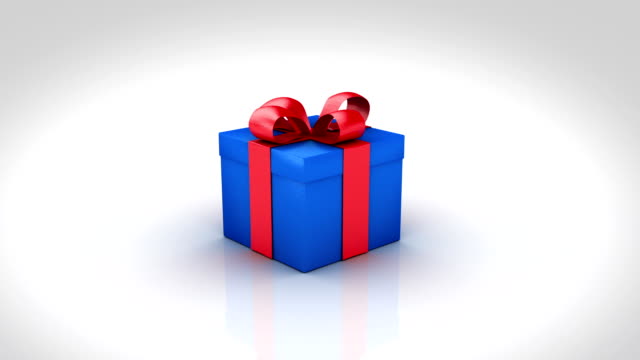 Gift box opening. 3 colors. Alpha matte and tracking points.