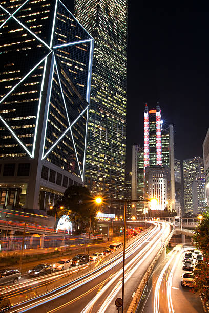 istock Modern city at night, Hong Kong, China 486328671