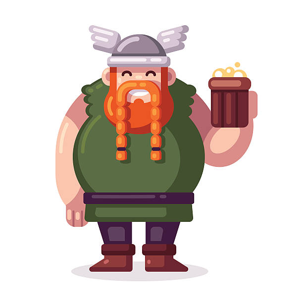 viking с пиво - viking barbarian banquet mythology stock illustrations