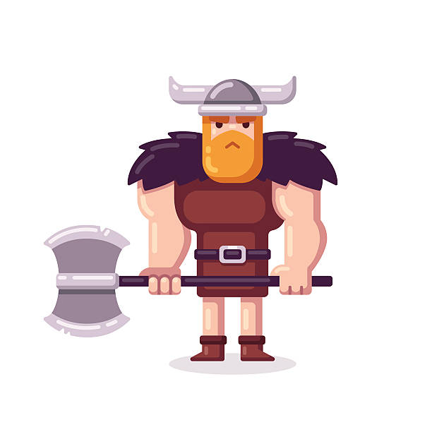 ilustrações de stock, clip art, desenhos animados e ícones de viking com machado - human muscle muscular build bicep men