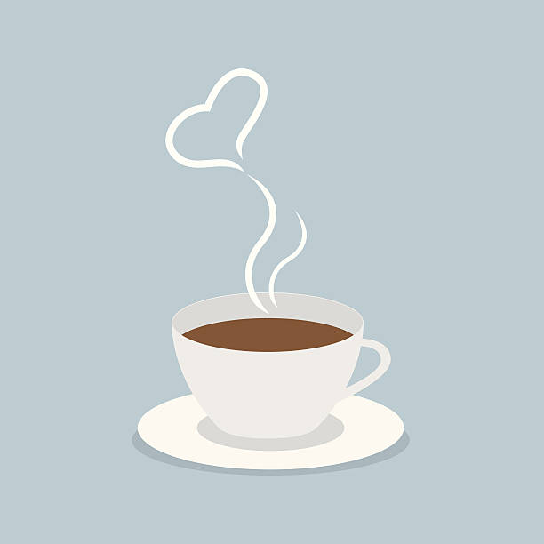 kaffeetasse mit herz - cafe breakfast scented coffee break stock-grafiken, -clipart, -cartoons und -symbole