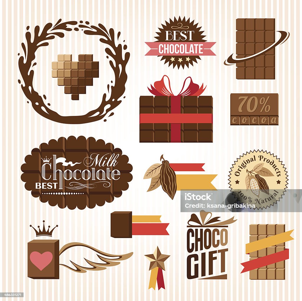 Conjunto de elementos decorativos de chocolate - Vetor de Alimentação Não-saudável royalty-free