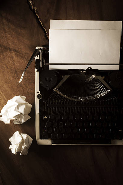 istock Top view of typewriter,vintage color. 486332653