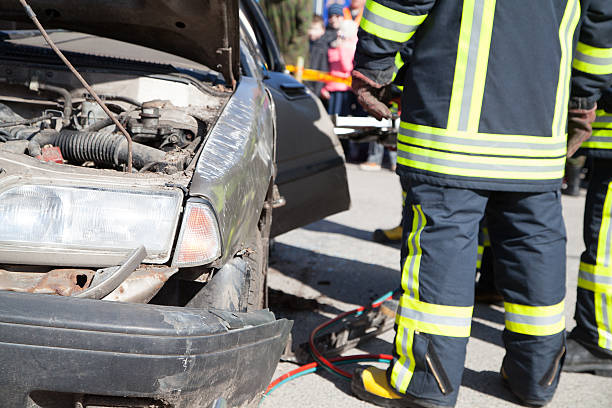 car crash Rescuers are working at the scene.Rescuers are working at the scene. pileup stock pictures, royalty-free photos & images