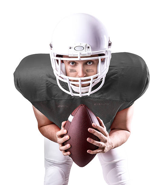 istock Football Player on gray uniform isolated on white background 486333288