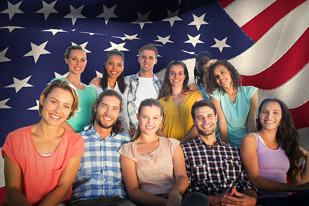istock Composite image of friends smiling at camera 486334780