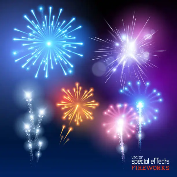 Vector illustration of Vector Firework Collection