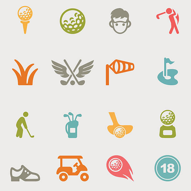 illustrations, cliparts, dessins animés et icônes de golf de couleur authentiques. icons/eps10 - sports flag golf individual sports sports and fitness