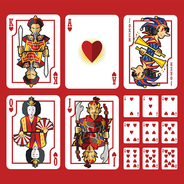Kostium serca Pełny zestaw kart do gry – artystyczna grafika wektorowa