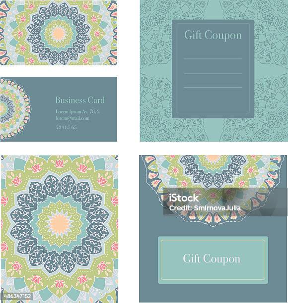 Mandala Business Set Business Cards Invitation Sale Coupon Gift Coupon Stock Illustration - Download Image Now