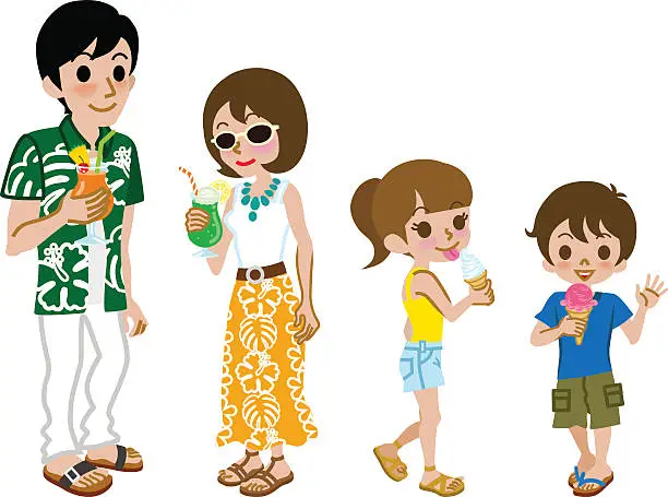 Vector illustration of Family enjoy Summer sweets