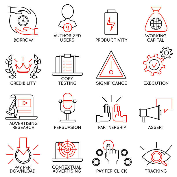 ilustrações, clipart, desenhos animados e ícones de conjunto de ícones relacionados à administração de empresas-parte 11 - efficiency complexity cooperation gear