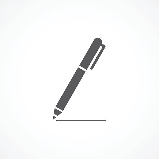 Pen Icon Pen Icon Gray illustration on white background writing activity icons stock illustrations