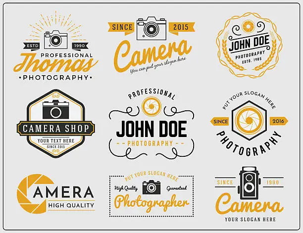 Vector illustration of Set of two tone colors photography and camera service logo
