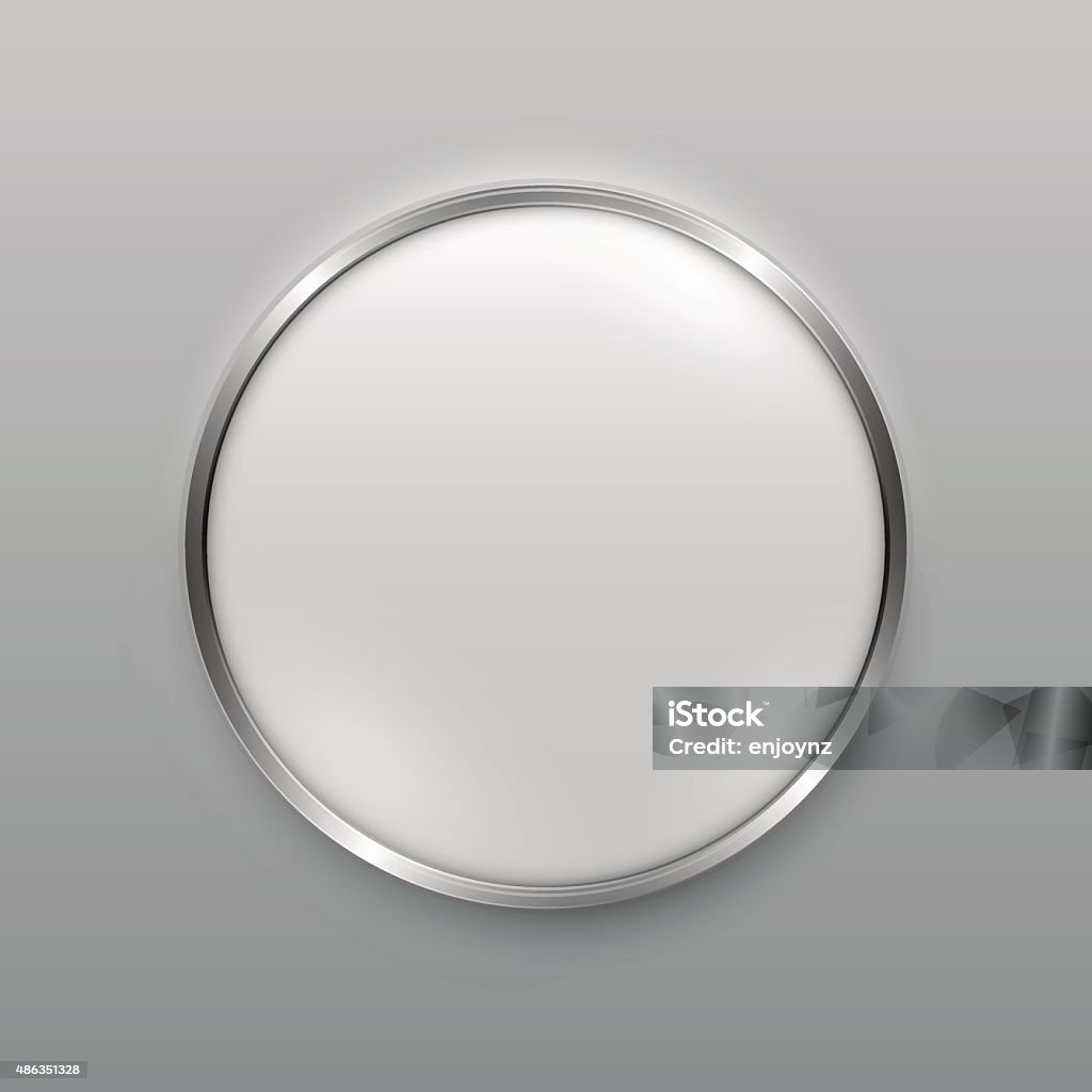 Smooth metal button Stainless steel trimmed light grey interface button. EPS10 using transparencies Keypad stock vector