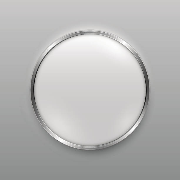 Smooth metal button Stainless steel trimmed light grey interface button. EPS10 using transparencies easy button image stock illustrations