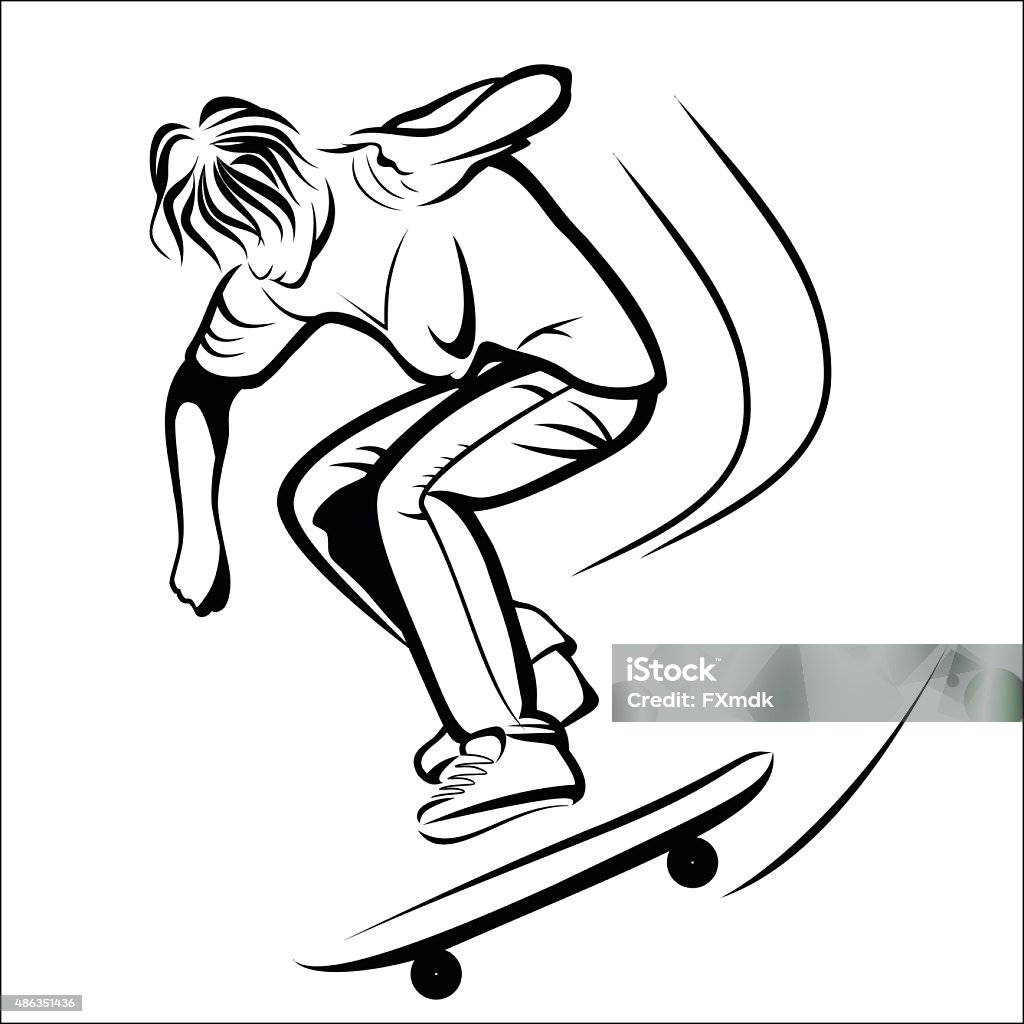 Skater sketch Vector illustration - Skater on a white background. 2015 stock vector