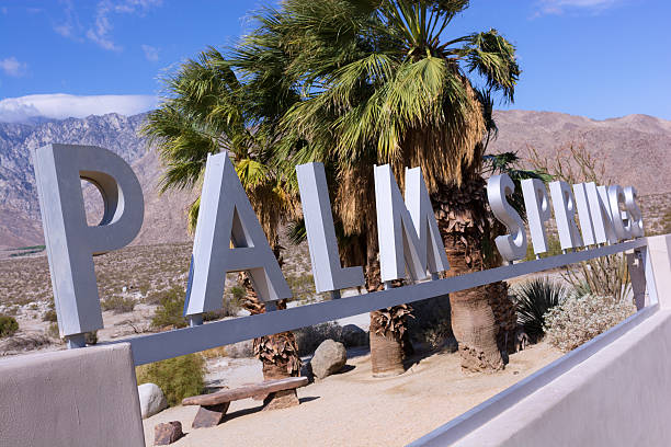 istock Sign in Palm Springs, CA with palm trees 486352126