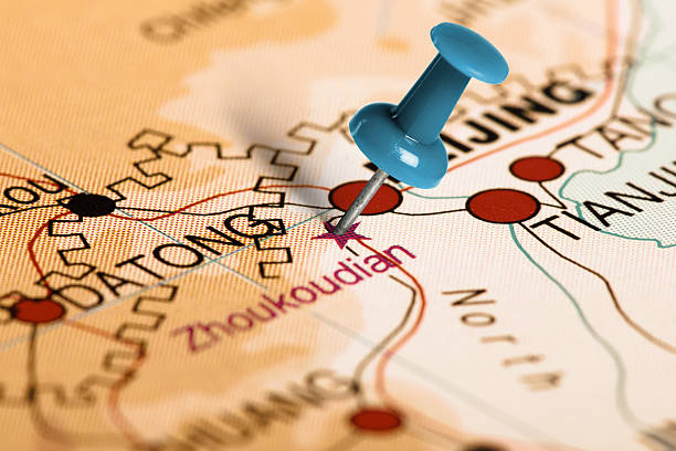 istock Location Zhoukoudian. Blue pin on the map. 486352936