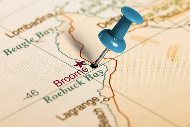 istock Location Broome. Blue pin on the map. 486353516