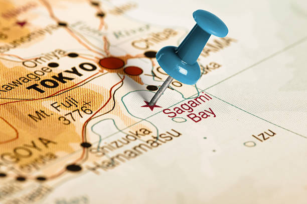 istock Location Sagami Bay. Blue pin on the map. 486353564