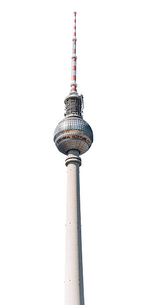 베를린 tv 타워 흰색 바탕에 그림자와 - berlin radio tower 뉴스 사진 이미지