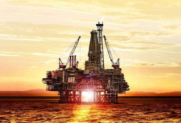 produkcja gazu na morze - construction platform sea drill mining zdjęcia i obrazy z banku zdjęć