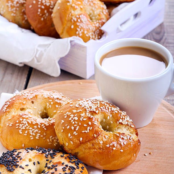 istock Homemade bagels, and cup of coffee 486356531