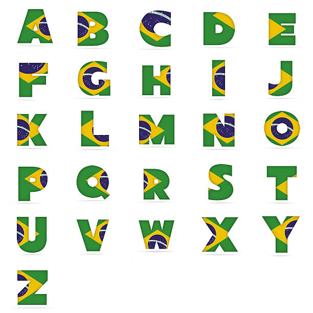 Brazilian flag alphabet Brazilian flag alphabet letter u with words stock illustrations