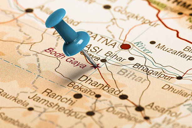 istock Location Bodh Gaya. Blue pin on the map. 486357020