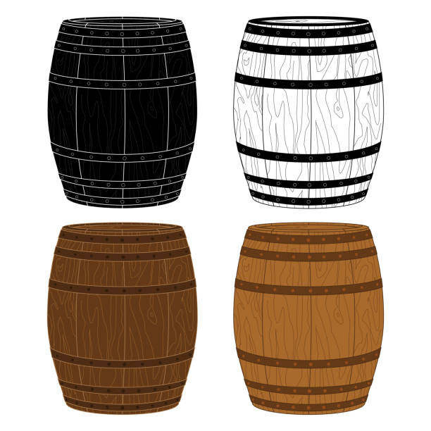 четыре деревянных бочках вектор - san simeon stock illustrations