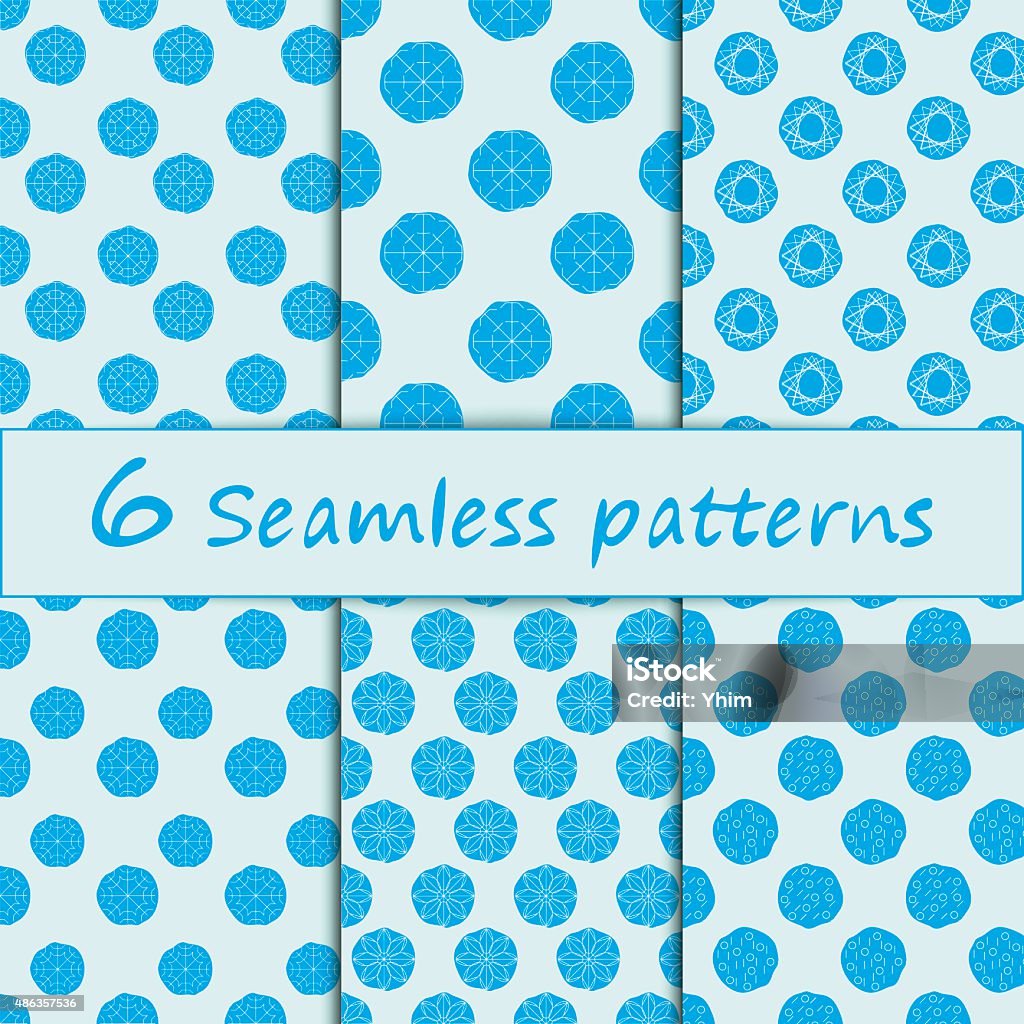 Six seamless patterns on abstract blue background Six seamless patterns on abstract blue background. Winter theme 2015 stock vector
