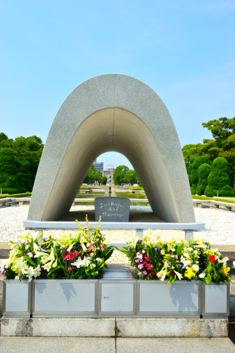 Vierville-sur-Mer, France - Sept. 5, 2023: Front view of the US National Guard Monument erected in 2014 in memory of the National Guardsmen who landed on Omaha Beach on D-Day, 6 June 1944.