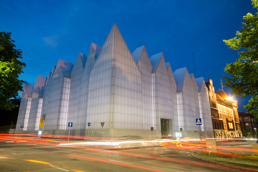 Futuristic building of the Szczecin Philharmonic, Szczecin, Poland