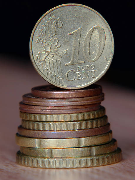 Ten Euro Cent Coin On Coins Pile Top Stock Photo - Download Image Now -  Abundance, Balance, Brass - iStock