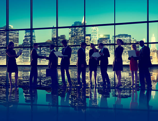istock Silhouette Business People Discussion Communication Greeting Han 486358176