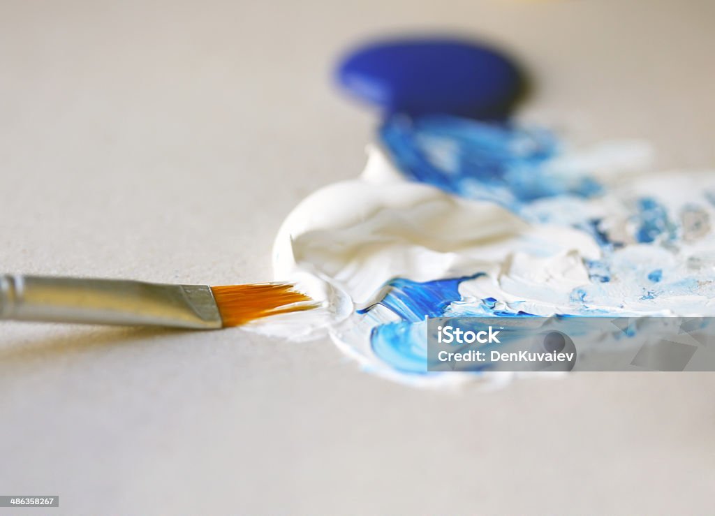 Closeup of brush Closeup of brush and palette. Abstract Stock Photo