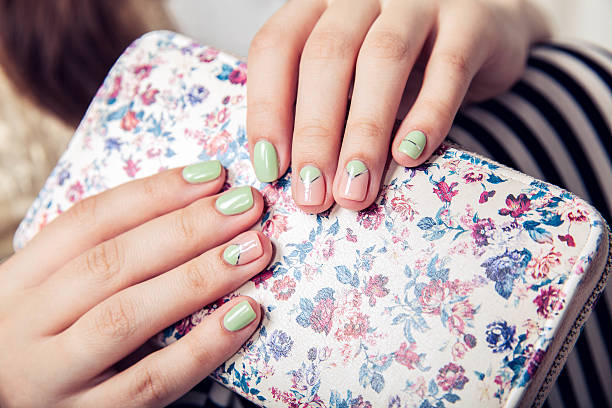 istock beautiful turquoise manicure. fashion 486362042