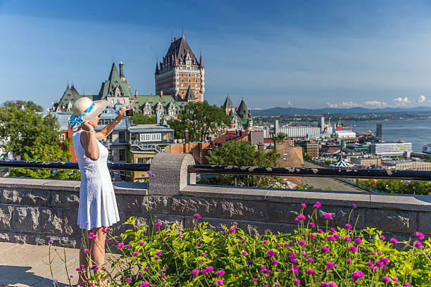 istock Tourist Woman in old Quebec 486364676