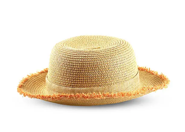 Pretty straw hat  on white background
