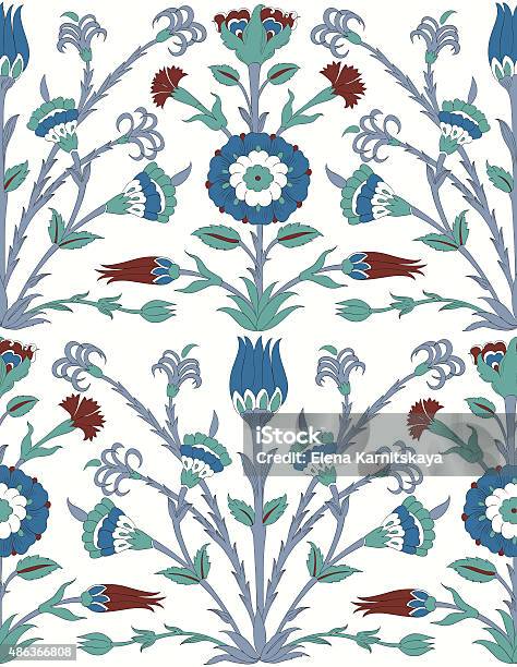 Traditional Arabic Ornament Seamless Stock Illustration - Download Image Now - Asian and Indian Ethnicities, Iznik, Pattern