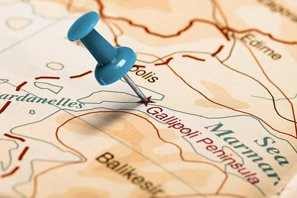 istock Location Gallipoli Peninsula. Blue pin on the map. 486367128