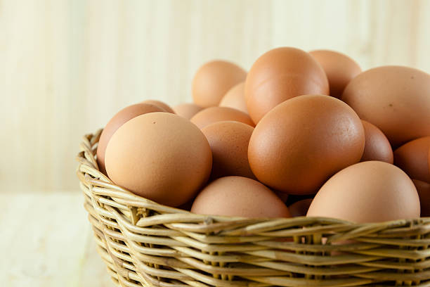 istock Full of Eggs put in a wicker basket 486369216