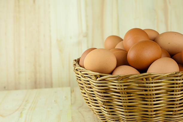 istock Full of Eggs put in a wicker basket 486369222