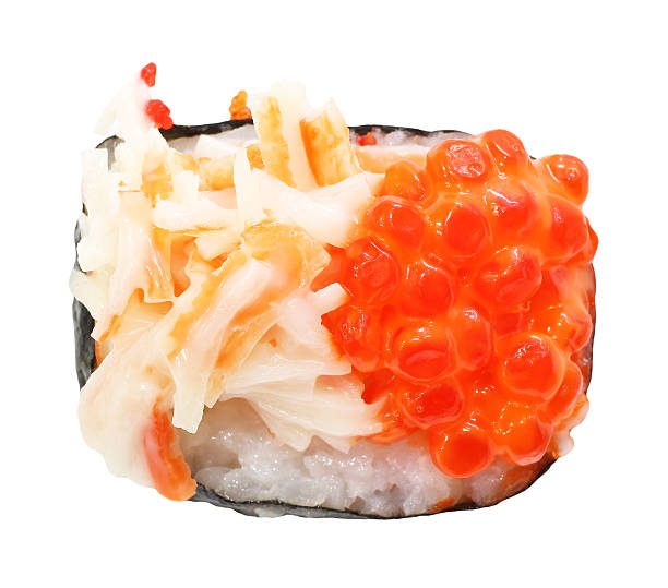 sushi isolado no fundo branco. - japanese cuisine appetizer gourmet caviar imagens e fotografias de stock