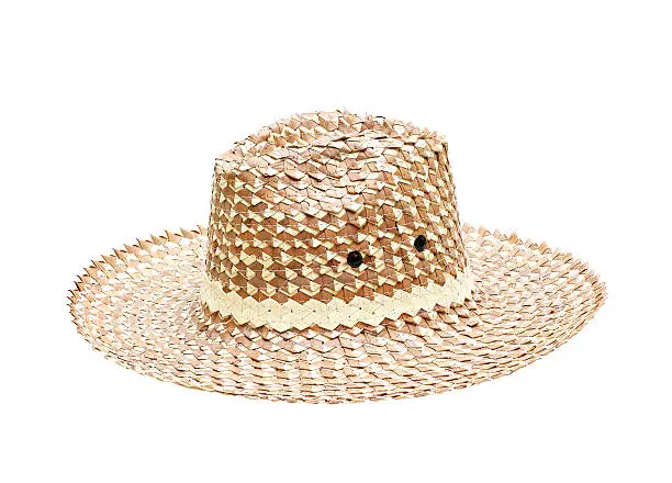 Pretty straw hat on white background