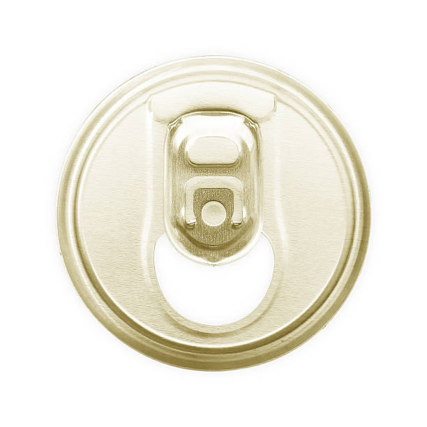 istock Top of drink cans on a white background 486369964