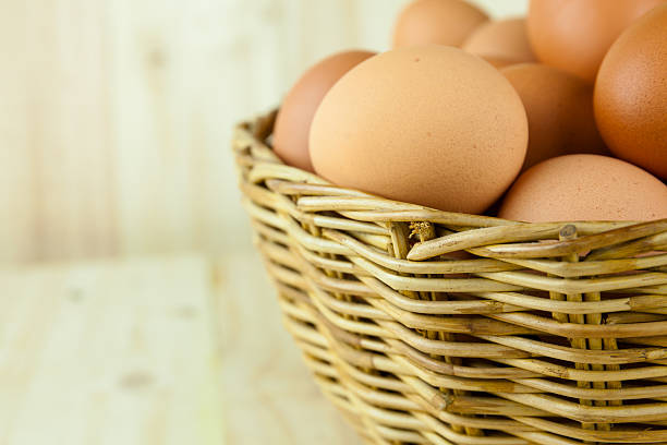 istock Full of Eggs put in a wicker basket 486370068