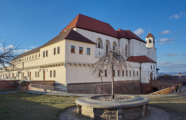 Scenic view at old fort above Krapina, famous medieval public landmark in Northern Croatia, Europe.